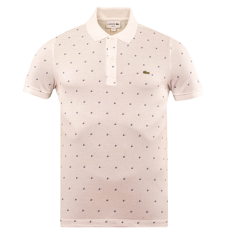 Lacoste Slim Fit All Over Print Polo Shirt White
